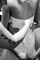 So many hands, ready to help her with one last preparation!